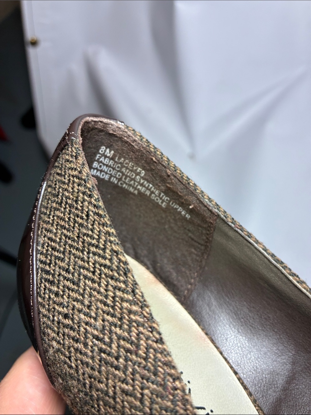 Relativity Brown Tweed Mid-Heel Pumps with Patent Brown Toe - Picture 11 of 16